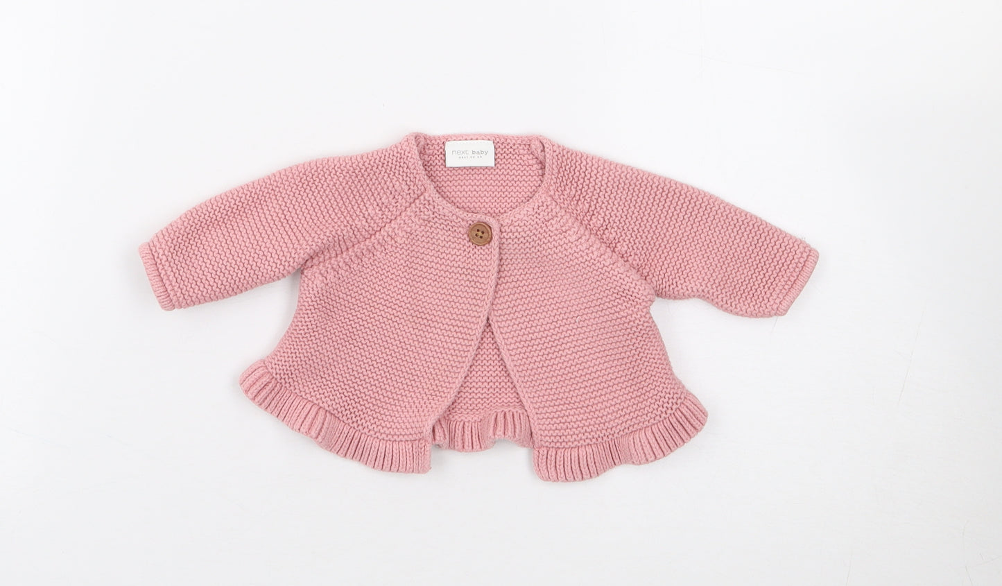 NEXT Girls Pink 100% Cotton Cardigan Jumper Size 0-3 Months Button