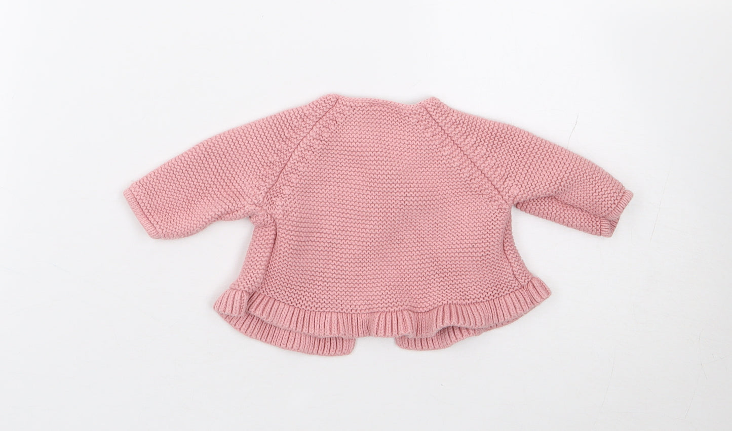 NEXT Girls Pink 100% Cotton Cardigan Jumper Size 0-3 Months Button