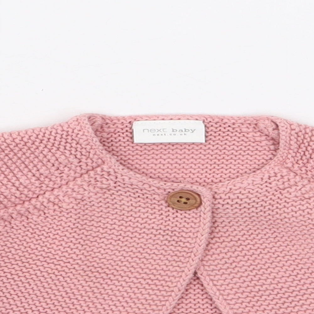 NEXT Girls Pink 100% Cotton Cardigan Jumper Size 0-3 Months Button
