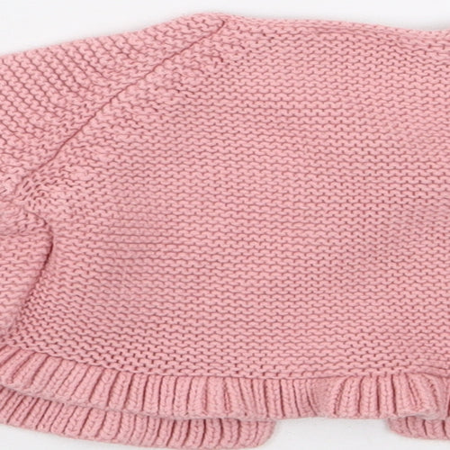 NEXT Girls Pink 100% Cotton Cardigan Jumper Size 0-3 Months Button