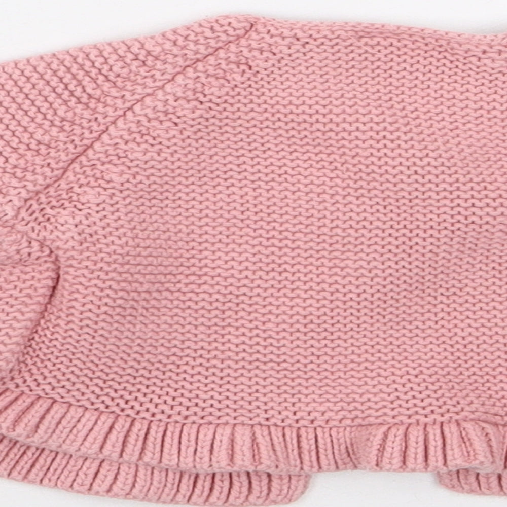 NEXT Girls Pink 100% Cotton Cardigan Jumper Size 0-3 Months Button