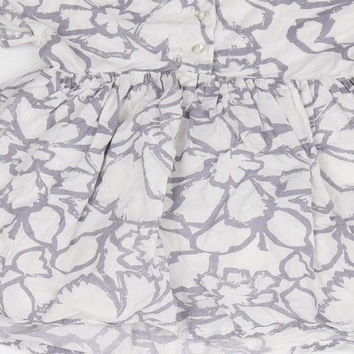 John Lewis Girls Ivory Floral 100% Cotton Fit & Flare Size 2 Years Round Neck Button