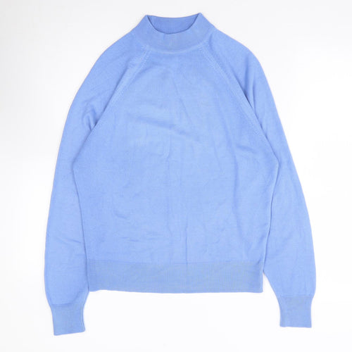 Littlewoods Womens Blue High Neck Acrylic Pullover Jumper Size 12
