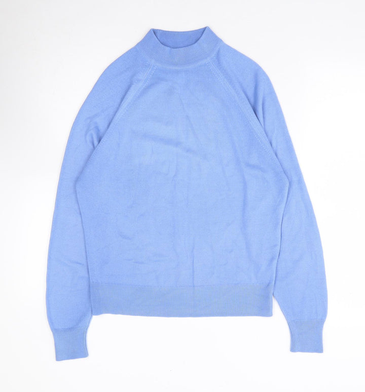 Littlewoods Womens Blue High Neck Acrylic Pullover Jumper Size 12