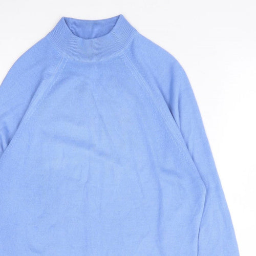 Littlewoods Womens Blue High Neck Acrylic Pullover Jumper Size 12
