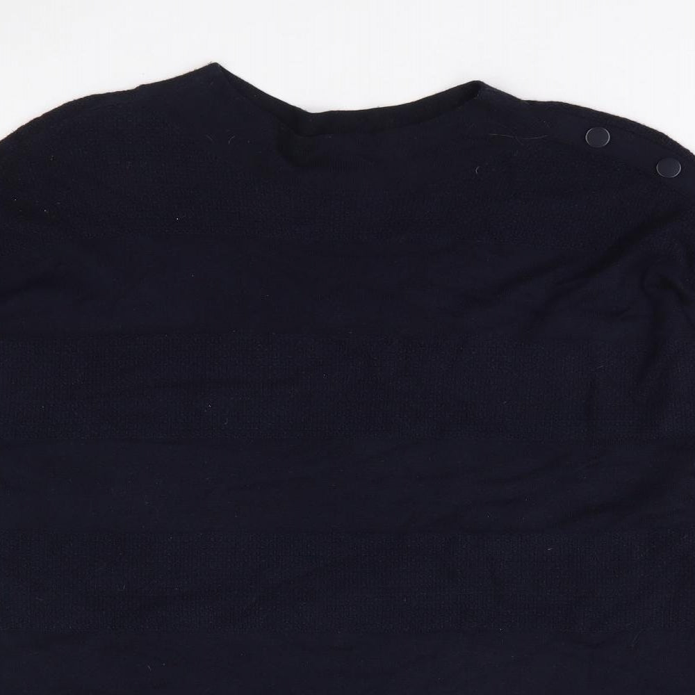 Monsoon Womens Blue Crew Neck Geometric Viscose Pullover Jumper Size L - Cat