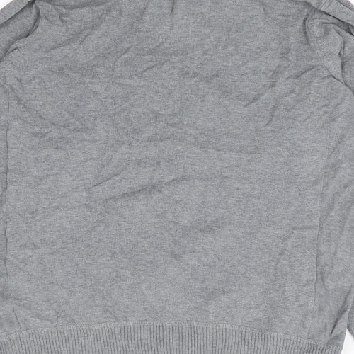 Marks and Spencer Mens Grey Collared Cotton Pullover Jumper Size M