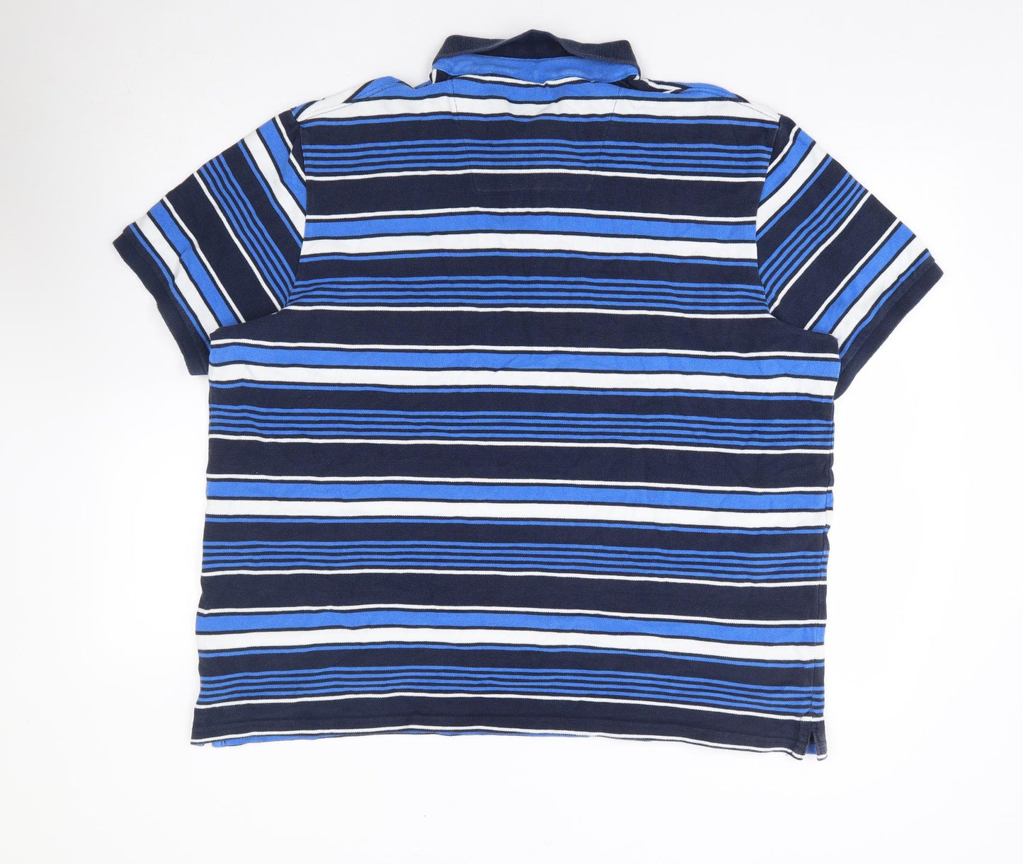 BHS Mens Blue Striped Cotton Polo Size XL Collared Pullover