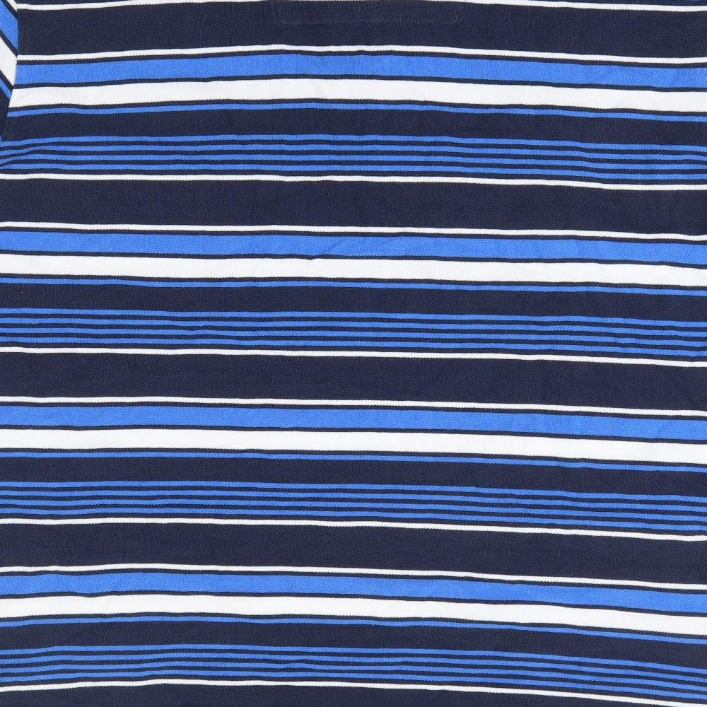 BHS Mens Blue Striped Cotton Polo Size XL Collared Pullover