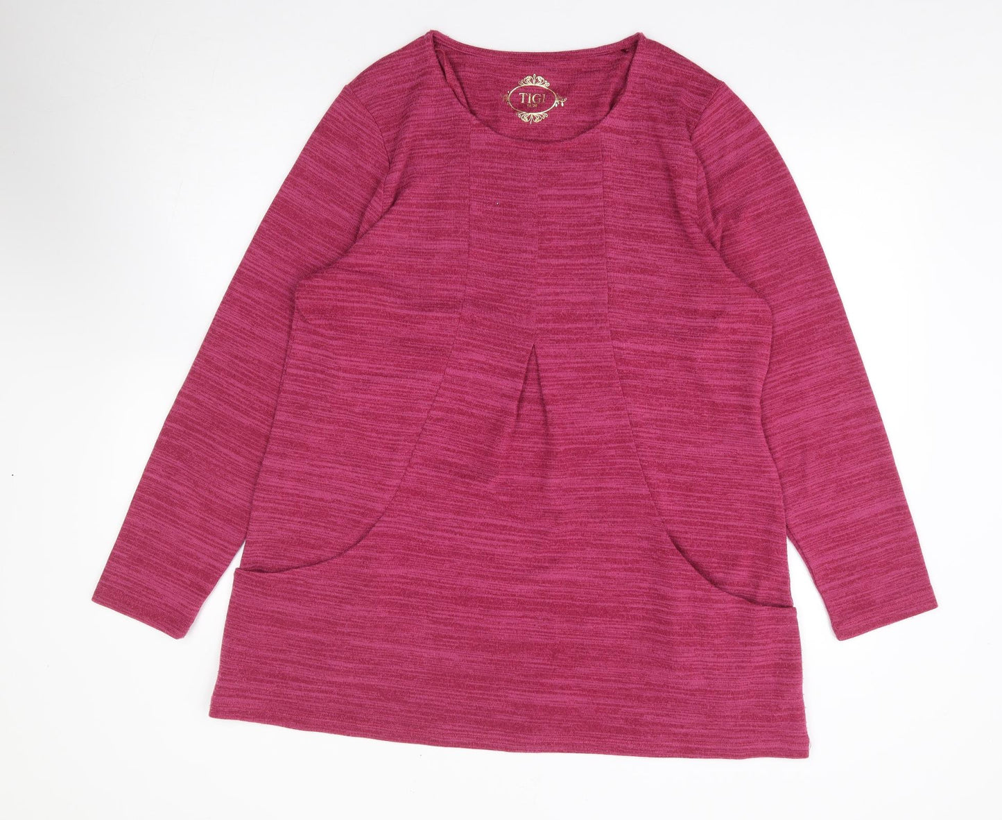 Tigi Womens Pink Polyester Tunic T-Shirt Size 18 Round Neck