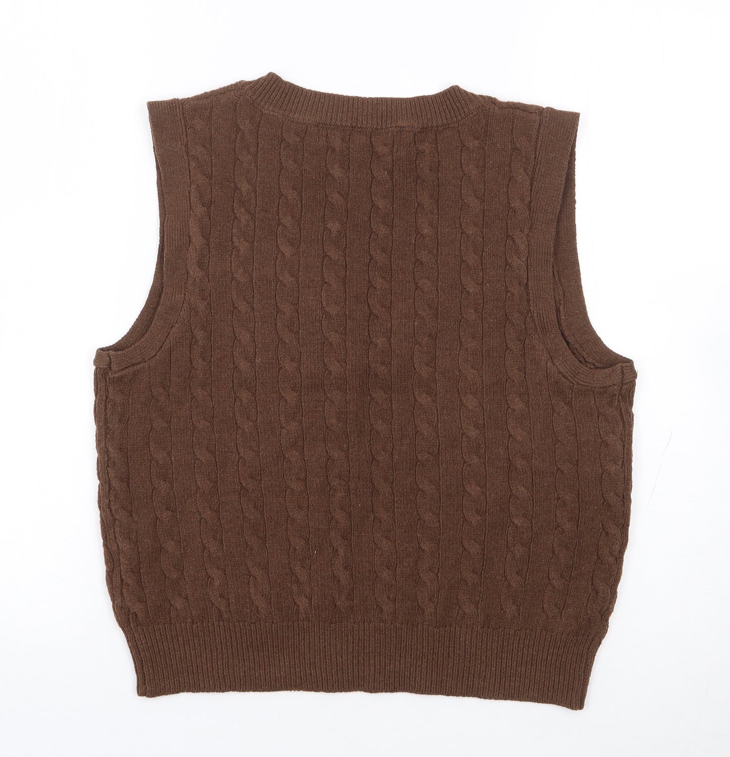 Primark Womens Brown V-Neck Polyester Vest Jumper Size S