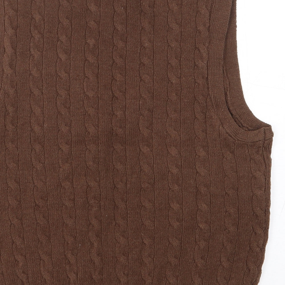 Primark Womens Brown V-Neck Polyester Vest Jumper Size S