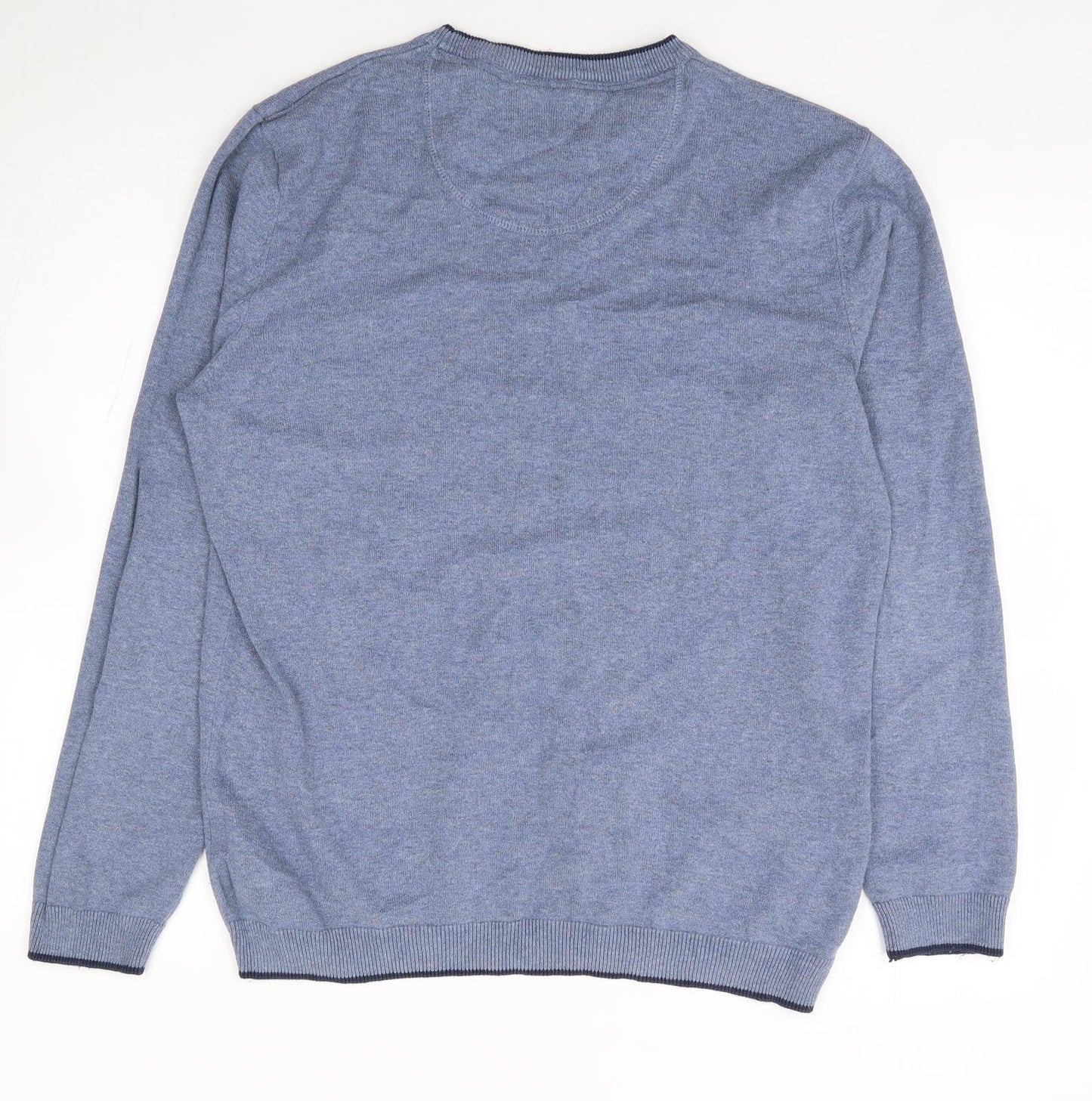 Racing Green Mens Blue Crew Neck Cotton Pullover Jumper Size M