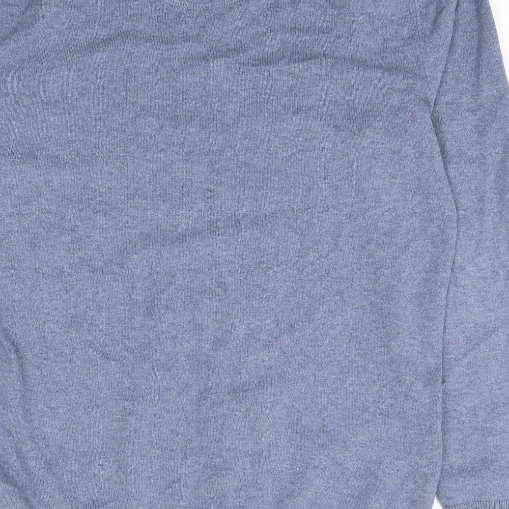 Racing Green Mens Blue Crew Neck Cotton Pullover Jumper Size M