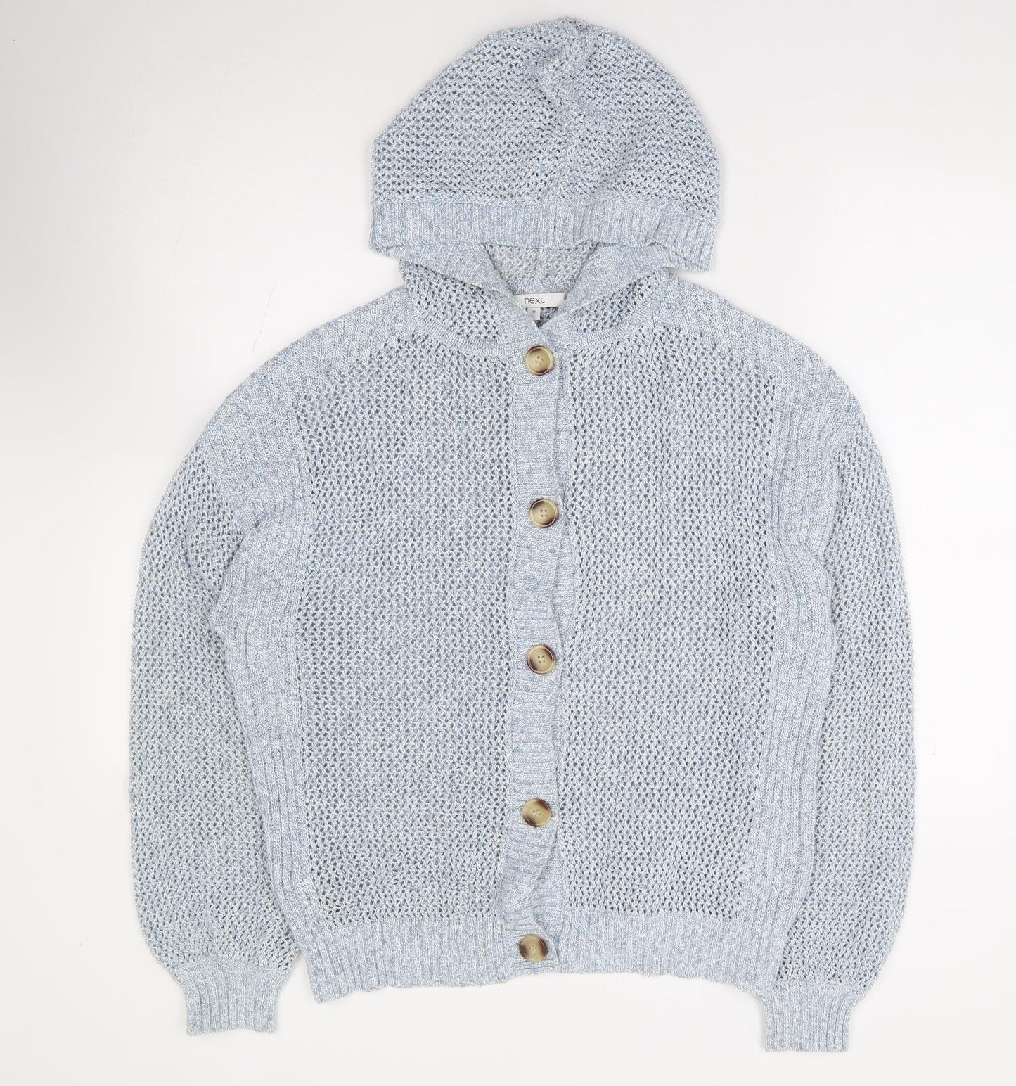 NEXT Womens Blue Crew Neck Polyester Cardigan Jumper Size M