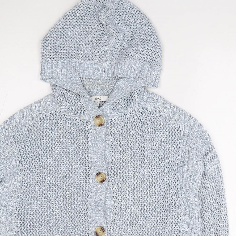 NEXT Womens Blue Crew Neck Polyester Cardigan Jumper Size M
