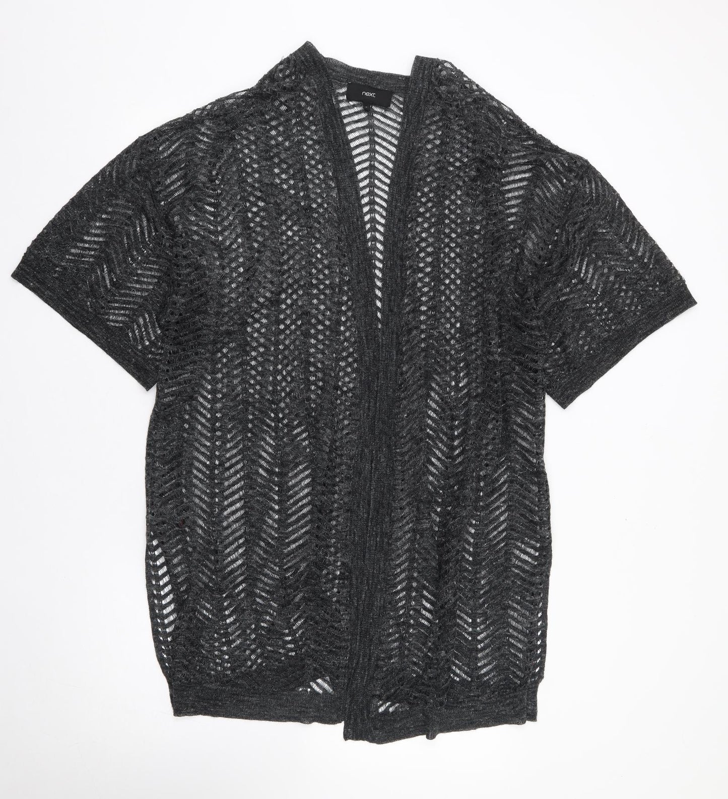 NEXT Womens Grey V-Neck Acrylic Cardigan Jumper Size 16