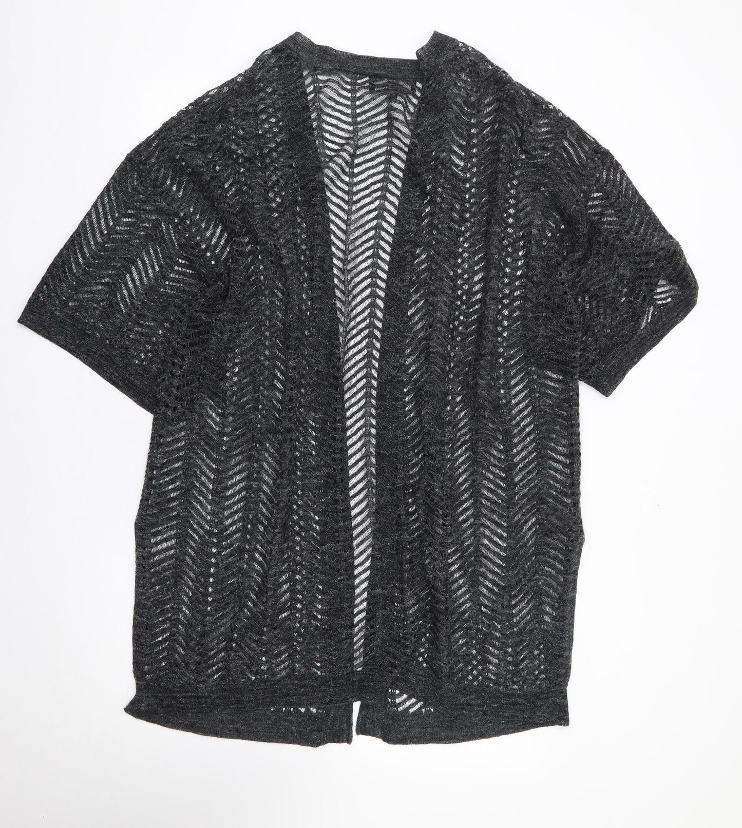 NEXT Womens Grey V-Neck Acrylic Cardigan Jumper Size 16