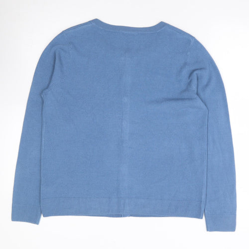 TU Womens Blue Round Neck Acrylic Cardigan Jumper Size 16