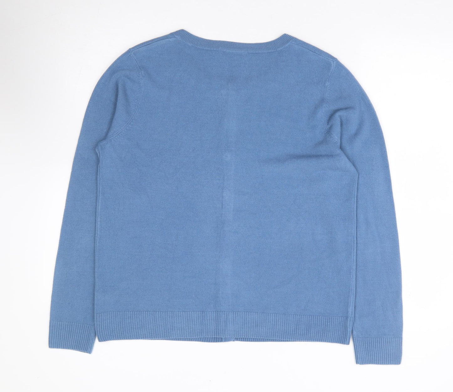 TU Womens Blue Round Neck Acrylic Cardigan Jumper Size 16