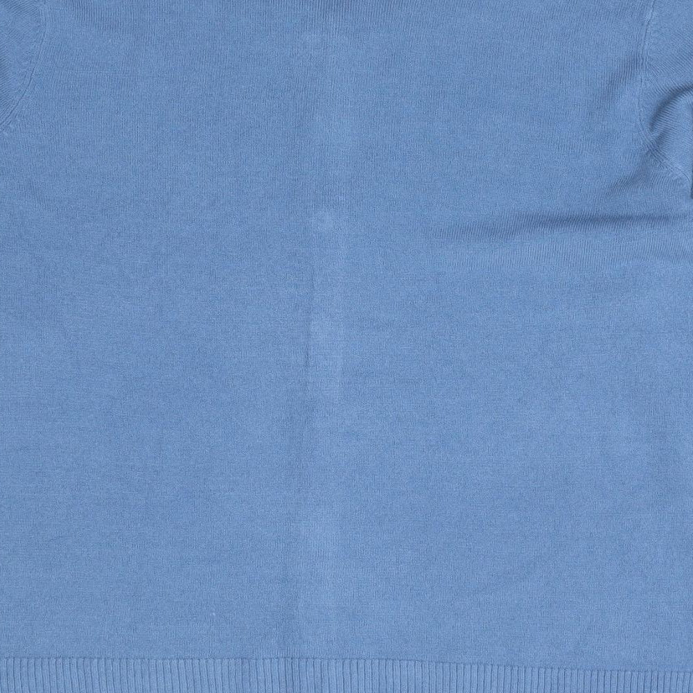 TU Womens Blue Round Neck Acrylic Cardigan Jumper Size 16