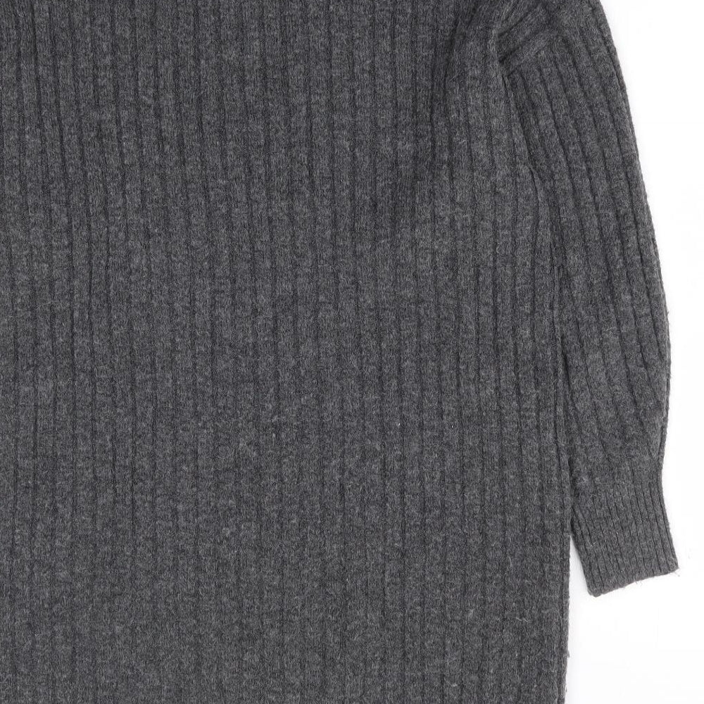 George Womens Grey Polyester Jumper Dress Size M Mock Neck Pullover