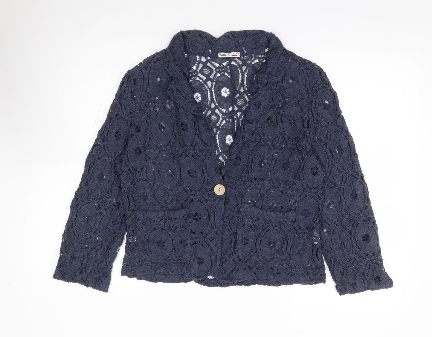Made in Italy Womens Blue Jacket Size XL Button
