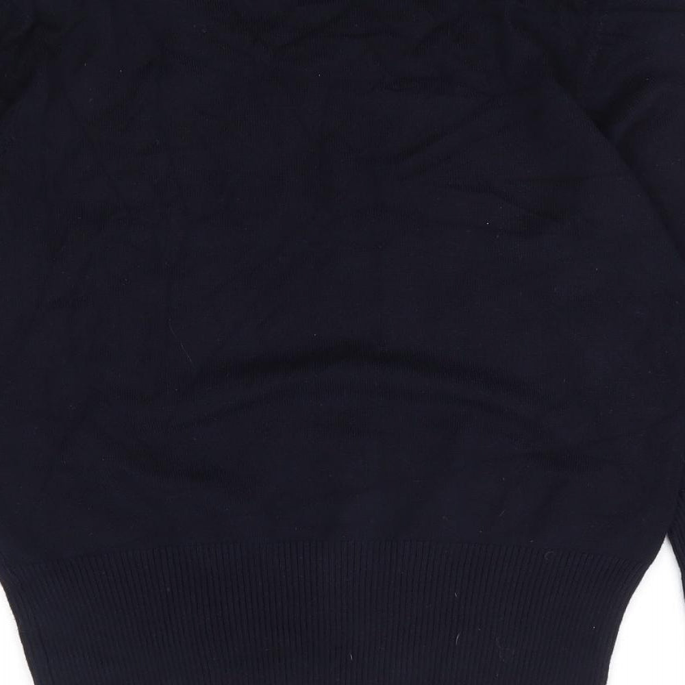 Roman Womens Blue Scoop Neck Polka Dot Viscose Pullover Jumper Size 12