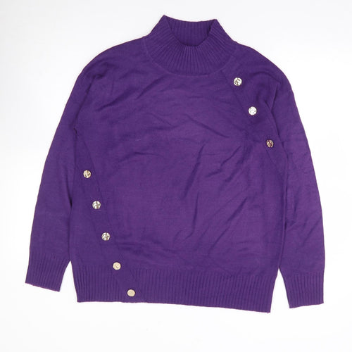 NEXT Womens Purple High Neck Acrylic Pullover Jumper Size S