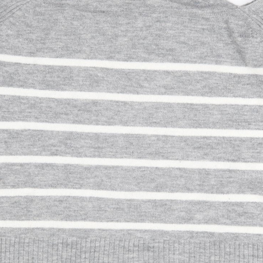 River Island Womens Grey Roll Neck Striped Acrylic Pullover Jumper Size 10