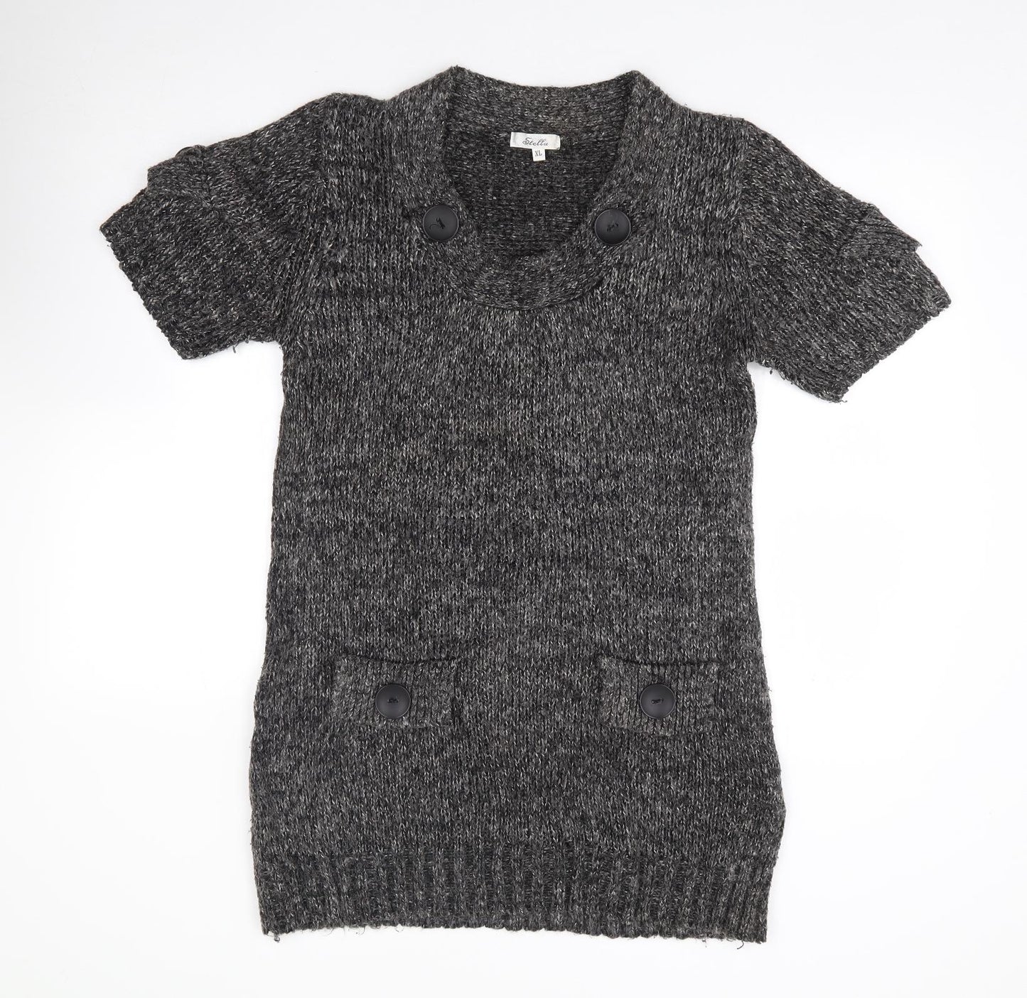 Stella Womens Grey Acrylic Jumper Dress Size XL Scoop Neck Pullover