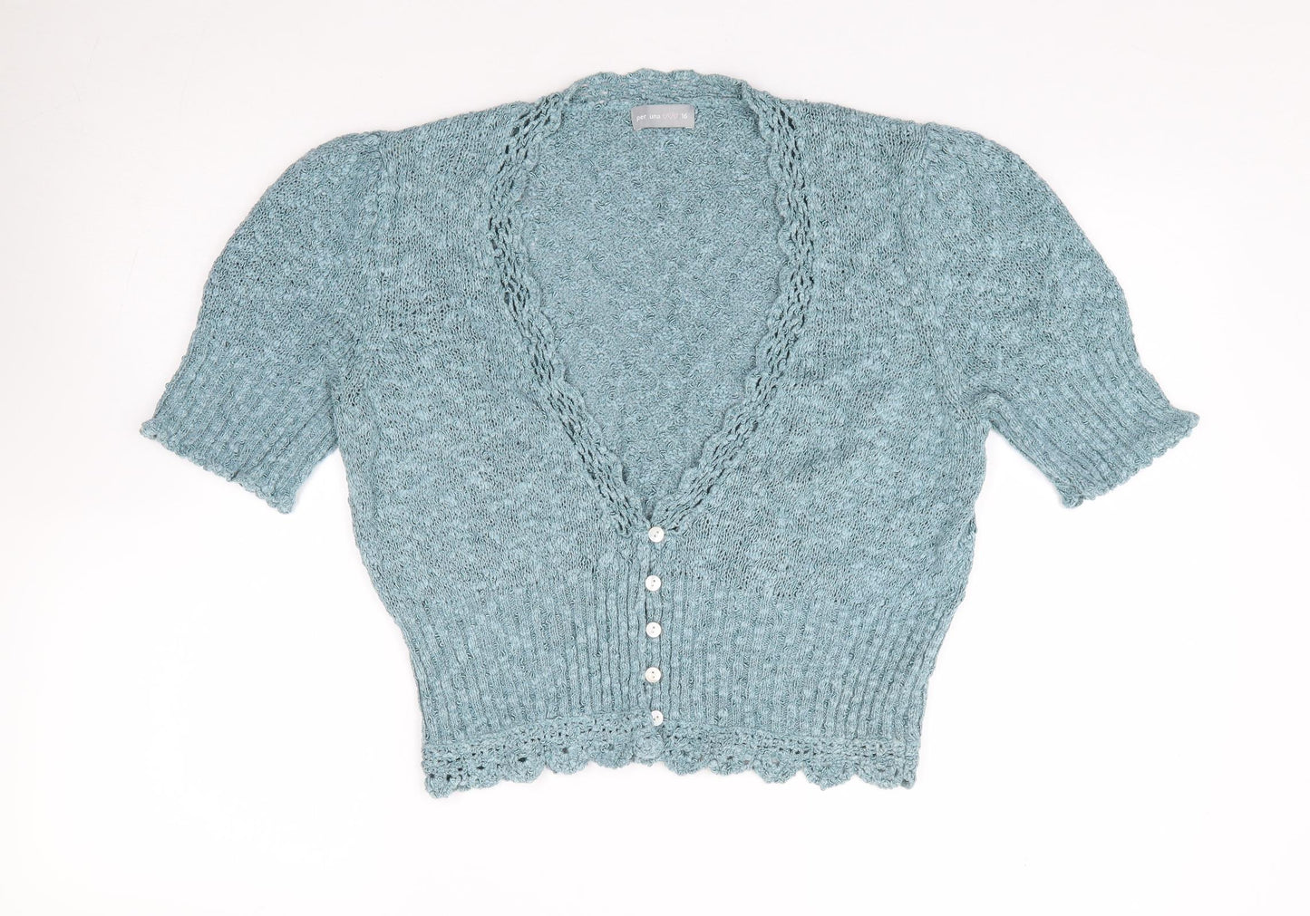 Per Una Womens Blue V-Neck Viscose Cardigan Jumper Size 16