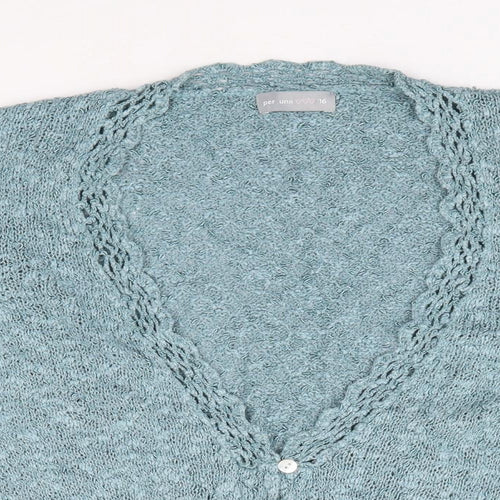 Per Una Womens Blue V-Neck Viscose Cardigan Jumper Size 16