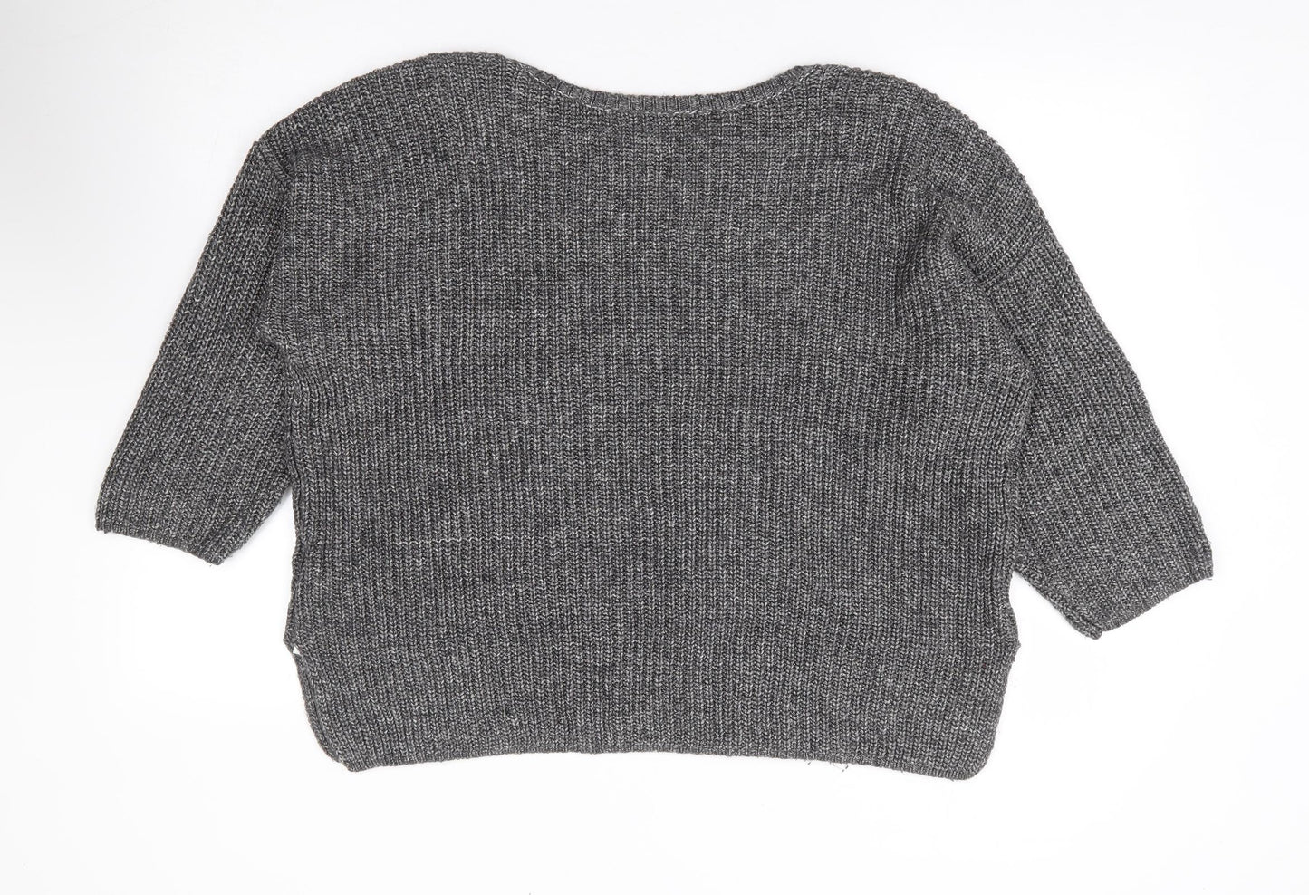 Marks and Spencer Womens Grey Round Neck Cotton Pullover Jumper Size 14