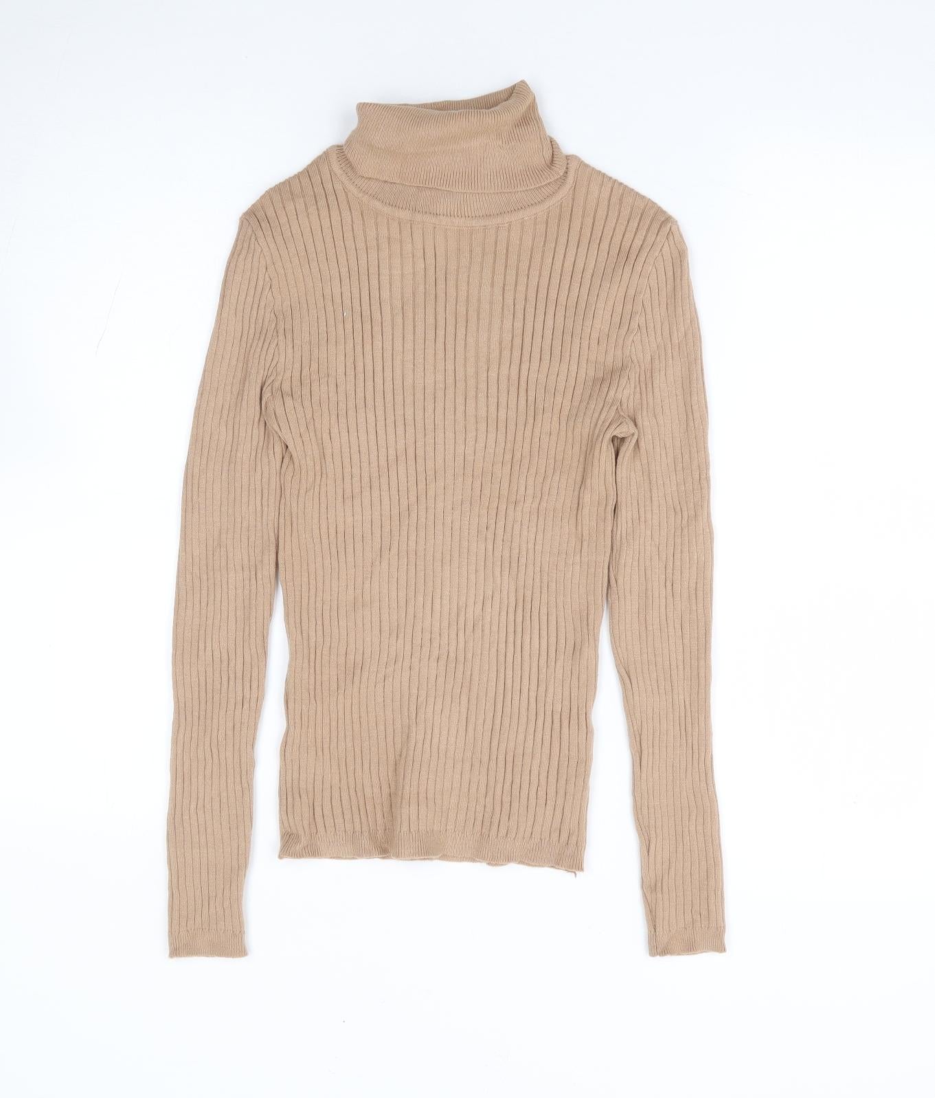 Primark Womens Beige Roll Neck Viscose Pullover Jumper Size S