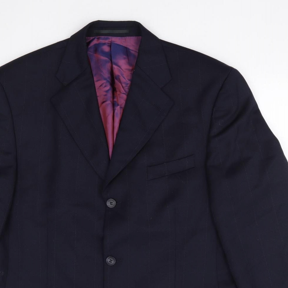 The Business Mens Blue Check Wool Jacket Suit Jacket Size 40