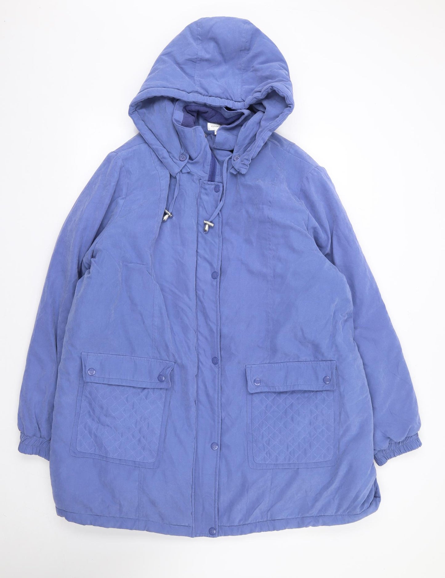 Damart Womens Blue Quilted Coat Size XL Zip