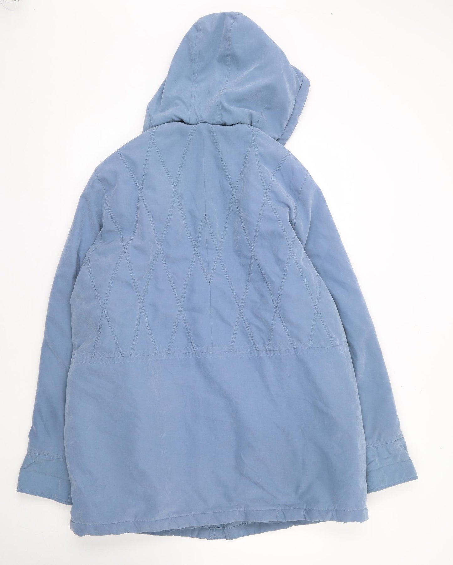 Katherine Hammond Womens Blue Quilted Coat Size 16 Zip
