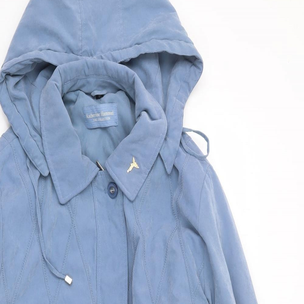 Katherine Hammond Womens Blue Quilted Coat Size 16 Zip