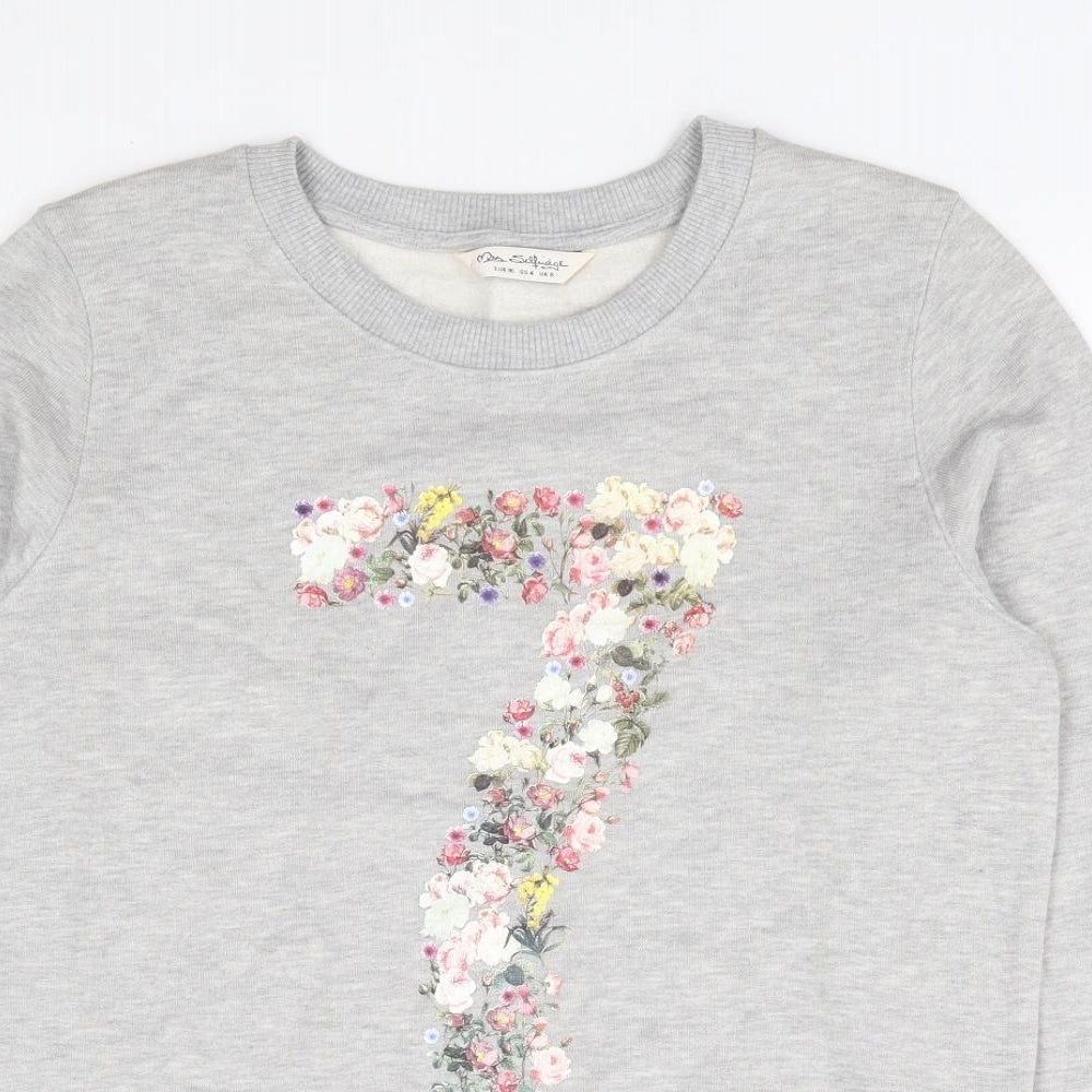 Miss Selfridge Womens Grey Cotton Pullover Sweatshirt Size 8 Pullover