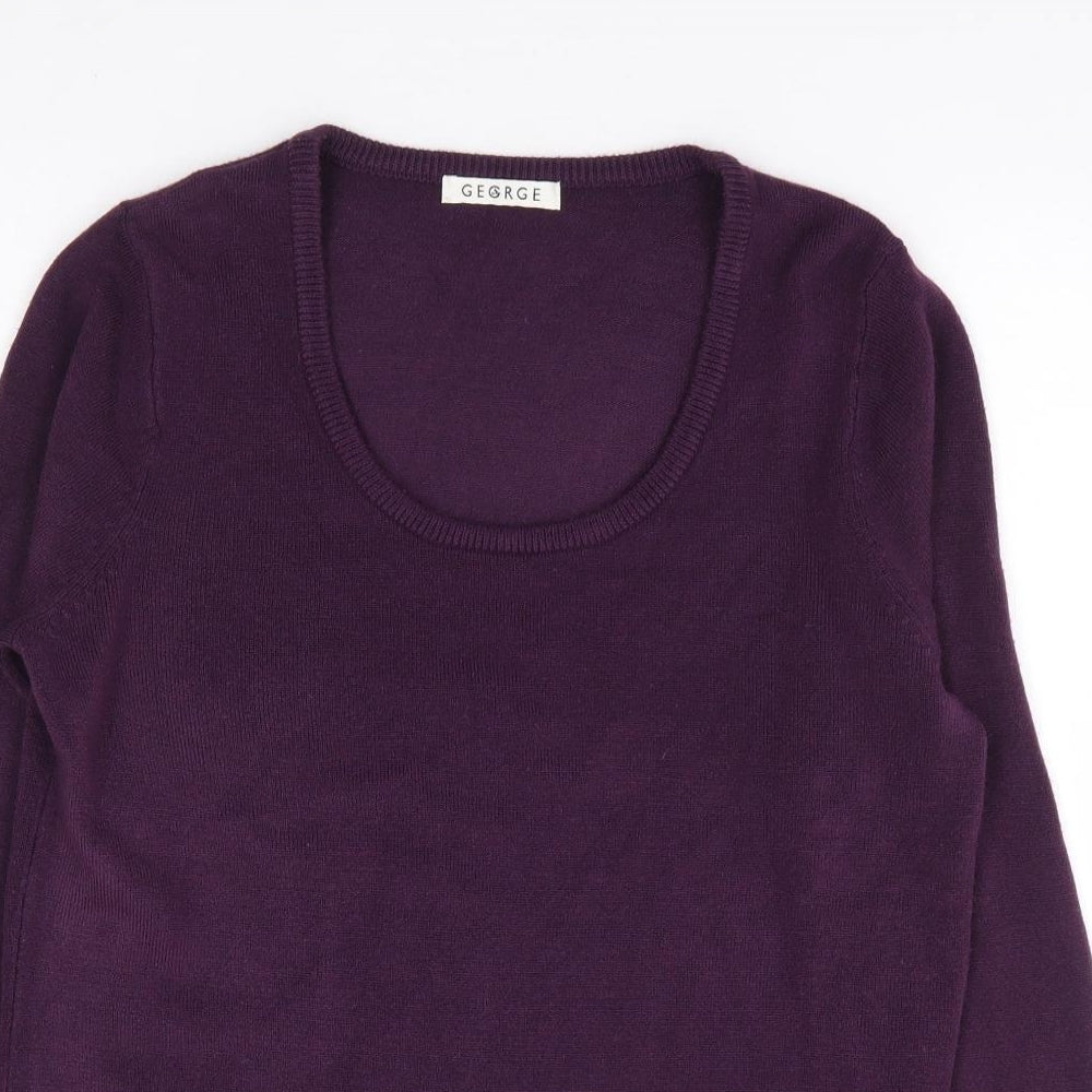 George Womens Purple Scoop Neck Acrylic Pullover Jumper Size 12