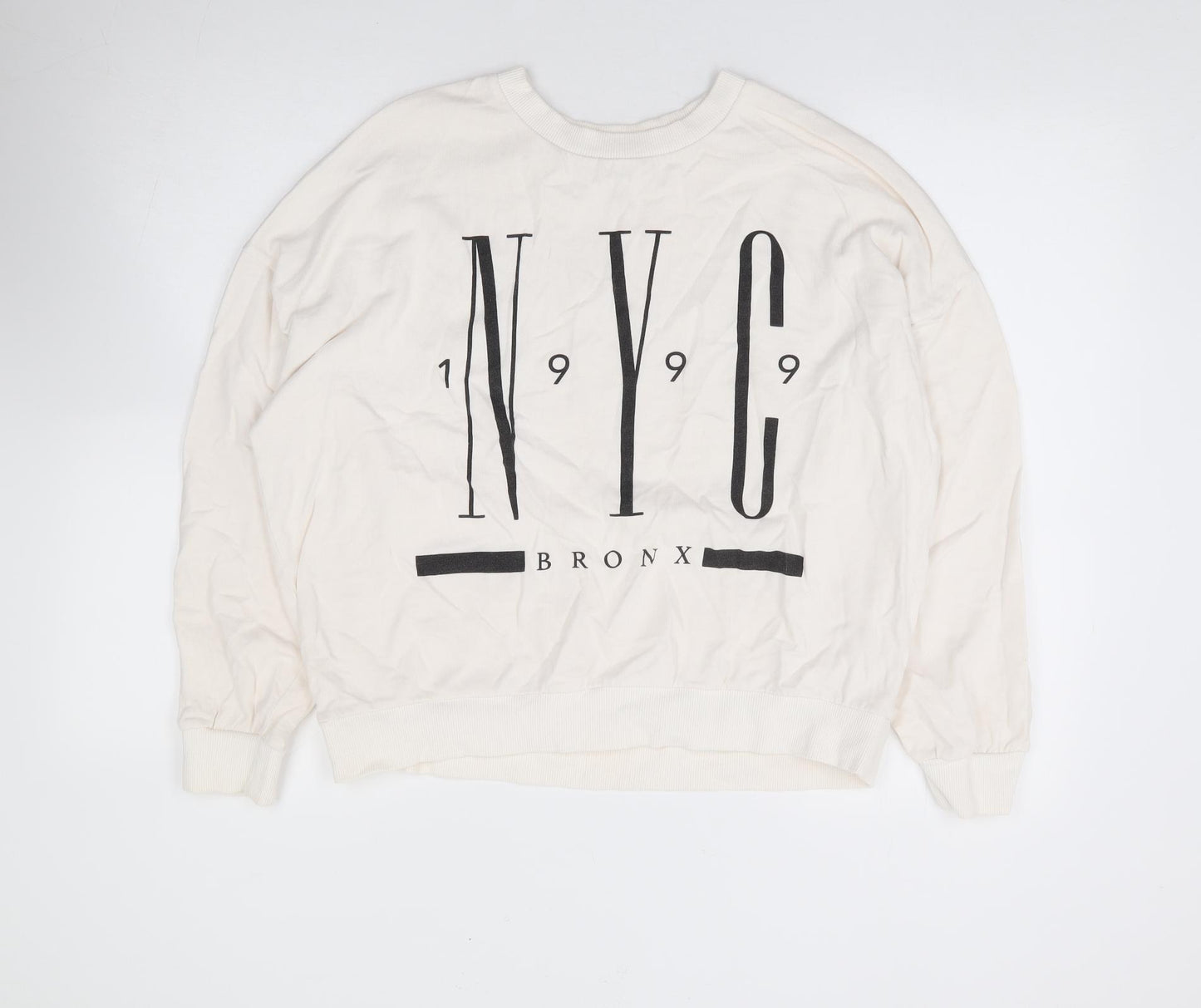 F&F Womens Ivory Cotton Henley Sweatshirt Size 12 Pullover