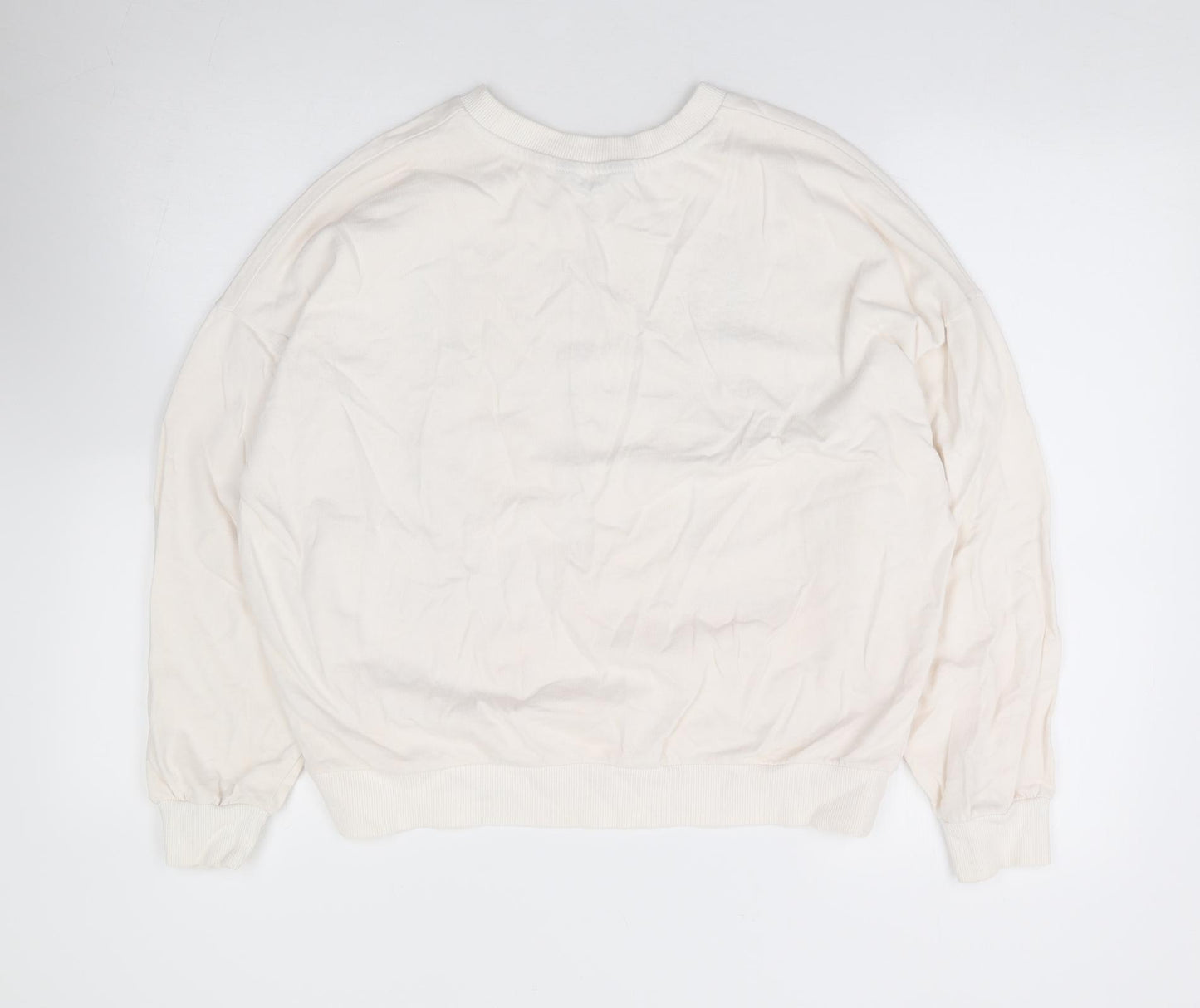 F&F Womens Ivory Cotton Henley Sweatshirt Size 12 Pullover