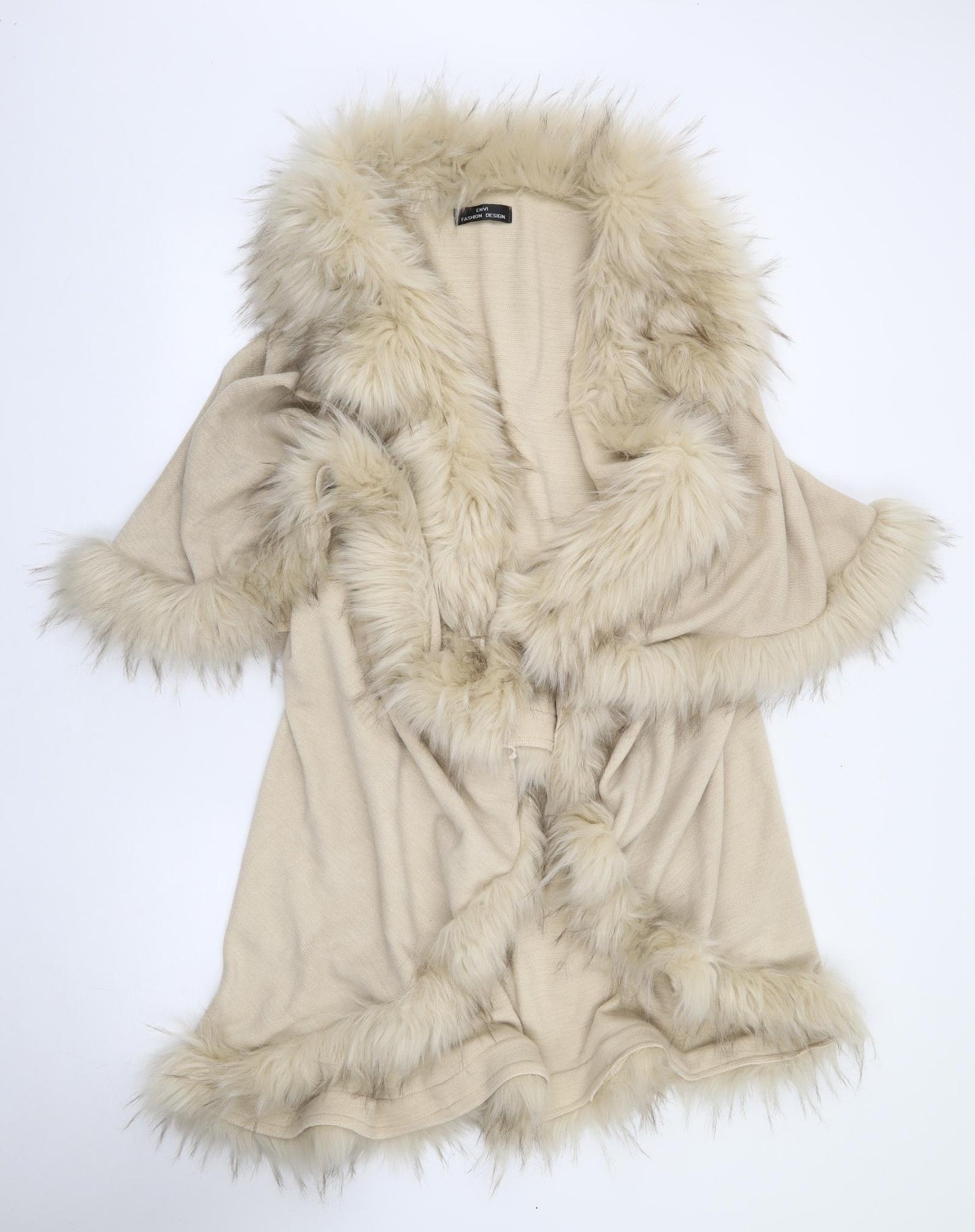 Envi Fashion Designs Womens Beige V-Neck Polyester Cardigan Jumper One Size