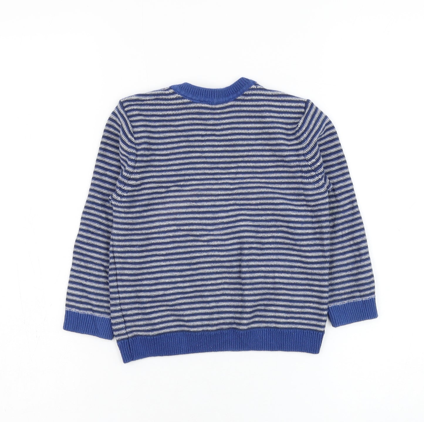Mothercare Boys Blue Round Neck Striped Cotton Pullover Jumper Size 2-3 Years Pullover - Dinosaur