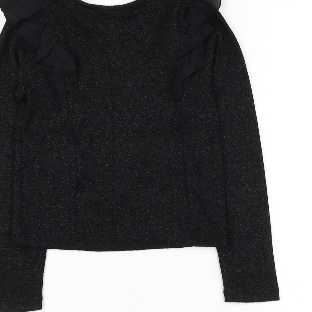 Dunnes Stores Girls Black Round Neck Viscose Pullover Jumper Size 7-8 Years Pullover