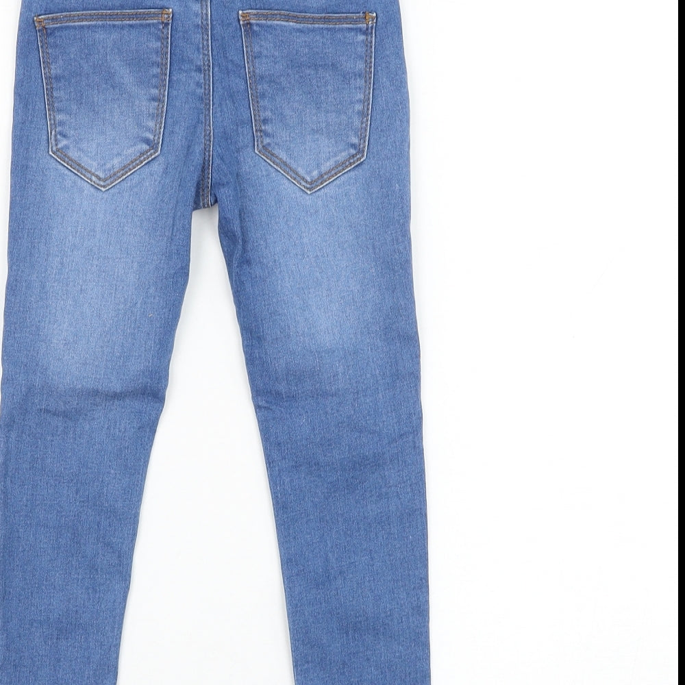 Primark Girls Blue Cotton Skinny Jeans Size 3-4 Years Regular Button