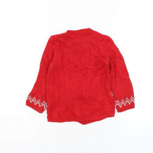 NEXT Boys Red Cotton Pullover Jumper Size 12-18 Months Pullover - Christmas, Reindeer