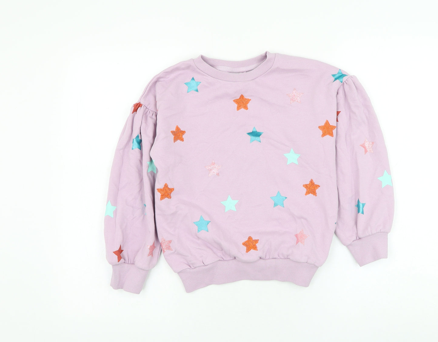 NEXT Girls Purple Cotton Pullover Sweatshirt Size 9 Years Pullover - Star