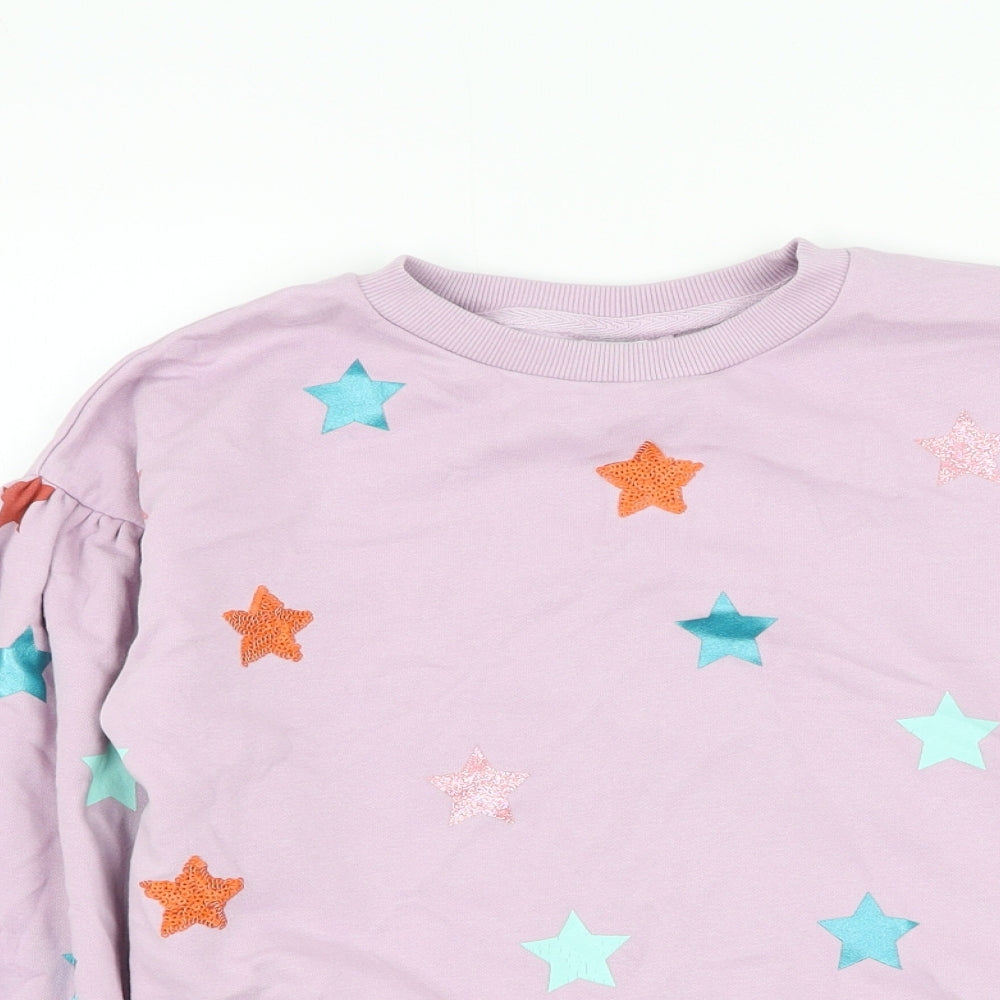 NEXT Girls Purple Cotton Pullover Sweatshirt Size 9 Years Pullover - Star